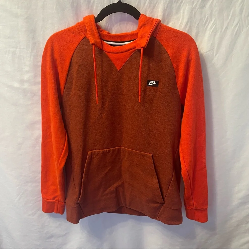 Nike Draw String Long Sleeve Hoodie Two‎ Tone Color Block Red Size Small Unisex